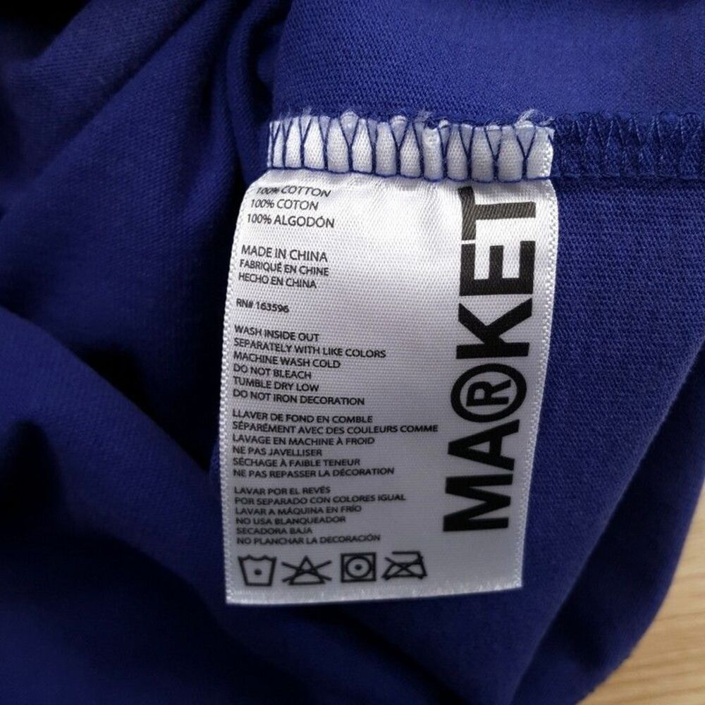 MARKET STUDIO Shirt Mens Small Blue Purple Pullover Crew Sacred Basketball Tee - Picture 7 of 8